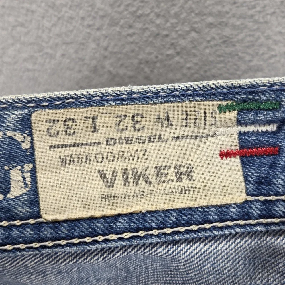 Diesel Jeans Mens 32x32 Blue Viker Straight Distressed Made In Italy 008MZ